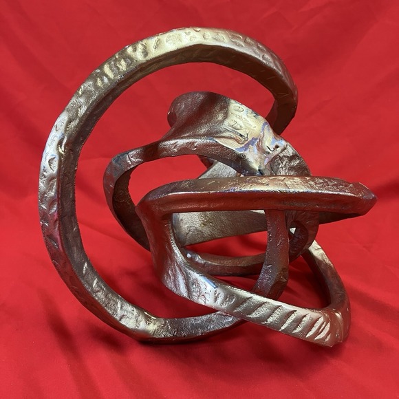 Vintage Gold Tone Metal Knot / Abstract Art / Modern Sculpture Painted / Flaw - Picture 7 of 16